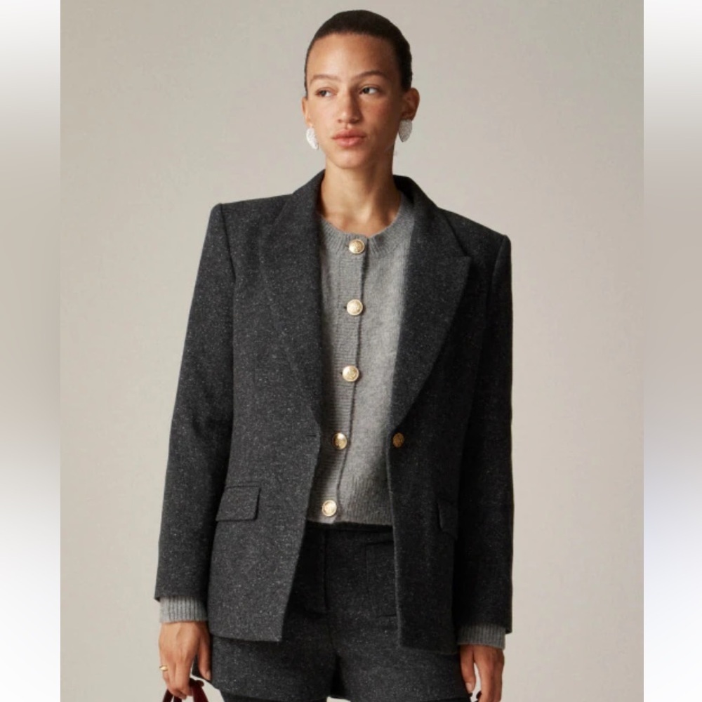 NWT J.Crew Vivienne Blazer in Italian Donegal Wool Blend size 00 $378 Charcoal
